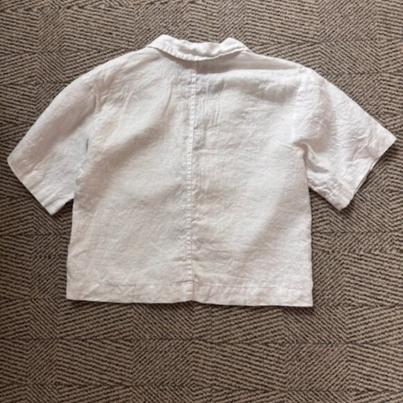 Madewell Linen Crop White Button-Up Size S - Picture 6 of 10